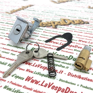 Coppia kit serrature bauletto e bloccasterzo con chiave NEIMANN VESPA 50 90 125 150 160 180 200 SPECIAL PX TS SS SPRINT RALLY r.o. 152096 120328 073258 guida da 4 mm