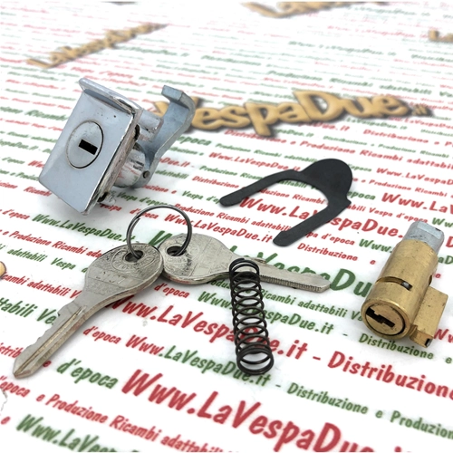 Coppia kit serrature bauletto e bloccasterzo con chiave NEIMANN VESPA 50 90 125 150 160 180 200 SPECIAL PX TS SS SPRINT RALLY r.o. 152096 120328 073258 guida da 4 mm