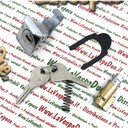 Coppia kit serrature bauletto e bloccasterzo con chiave NEIMANN VESPA 50 90 125 150 160 180 200 SPECIAL PX TS SS SPRINT RALLY r.o. 152096 120328 073258 guida da 4 mm