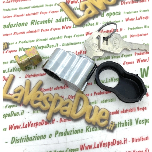 Serratura antifurto ruota di scorta ed accessori per VESPA 50 80 90 125 150 160 180 200 PRIMAVERA ET3 GT GTR GS SUPER SPRINT RALLY PX PE T5 COSA con filettatura da mm. 8