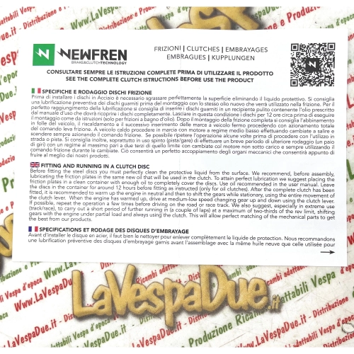 Serie dischi frizione NEW FREN in alluminio per VESPA N L R SPECIAL PRIMAVERA 50 75 80 90 125 PK S N XL RUSH