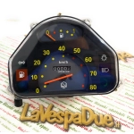 CONTACHILOMETRI 80 KM/h per Vespa HP 4 FL V FL2 50 90 125 SPEEDMATIC AUTOMATICA numeri gialli con logo LVDUE adat. r.o. 290475 269576 269567 265909