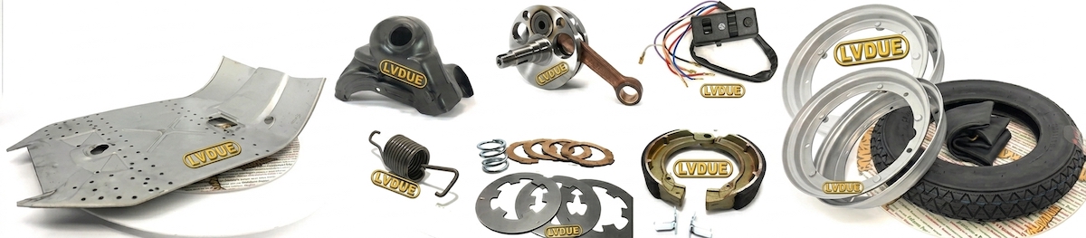 LVDUE pedana scudo cuffia albero motore ganasce frizione ricambi accessori vespa