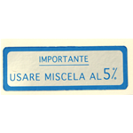 Adesivo Miscela 5% Azzurro per VESPA 125 150 160 180  - 58 X 20 mm.
