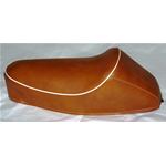 Selle avec bosse en cuir marron bord blanc pour VESPA 50 90 NLR SPECIAL