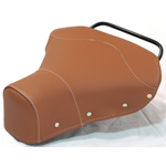 Sillín triangular delantero corto en cuero marrón con tachuelas para VESPA 125 150 PX SPRINT GL GTR TS VBB VBA VNB VNA
