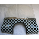 Paravento cupolino serigrafato nero/bianco per VESPA 50 90 125 N L R ET3 PRIMAVERA SS competo di staffe