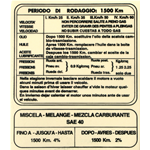 Adesivo Norme Rodaggio per LAMBRETTA 4 Marce 60 KMH - 110 X 148 mm.