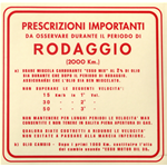 Adesivo Rodaggio Rosso per VESPA VNA VNB VBA 125 150 Miscela 2% - 148 X 144 mm.