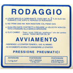 Adhesivo Normas Rodaje Azul 2% 1,2 Kg para VESPA 50 90 SS V5SS V9SS - 120 X 109 mm.