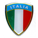Bouclier tricolore adhésif 3D "ITALIE" pour VESPA LAMBRETTA MOTOM GILERA MOTOGUZZI taille mm. 35X40