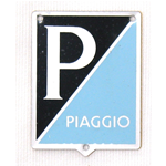PIAGGIO emblem shield for VESPA 125 150 old models in adhesive aluminium 36 X 46 mm ro 024858 with holes for fixing with rivets