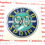 Adesivo scudetto  laterale tondo in alluminio per bauletto porta oggetti modello piatto per VESPA 90 SS SUPER SPRINT 