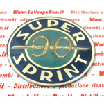 Adesivo scudetto laterale tondo resinato su base alluminio per bauletto porta oggetti modello con incavo scudetto per VESPA 90 SS SUPER SPRINT 