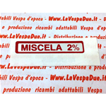 Autocollant rouge mélange 2% pour VESPA 50 125 150 200 PX PK HP RUSH T5 à partir de 1986