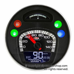 Speedometer rev counter SIP 50000220 2.0 for VESPA 80 125 150 200 PX E rainbow LUSSO 98 MY also adaptable for GTV GT60 black dial white numbers stainless steel frame 24 functions digital analogue