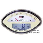 SIP 50000720 2.0 Speedometer Tachometer for VESPA 125 150 160 180 GT VBA VBB GL GS SPRINT SS Beige Dial Black Numbers White LCD Digital Analogue