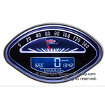 SIP 50000730 2.0 Speedometer Tachometer for VESPA 125 150 160 180 GT VBA VBB GL GS SPRINT SS Shell-shaped Black Dial Black LCD 20 Functions Digital Analogue