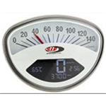 Contachilometri contagiri SIP 50001620 2.0 per  VESPA 50 90 125 150 200 SS ET3 GTR TS SUPER SPRINT VELOCE RALLY quadrante bianco numeri neri cornice acciaio inox 20 funzioni digitale analogico