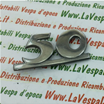 Placa frontal escrita 50 en aluminio pulido para VESPA 50 SPECIAL primera serie de 1969 a 1972 Producto italiano en fundición ro 123671