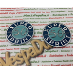 Coppia Adesivi scudetto laterale tondo resinato su base alluminio per bauletto porta oggetti per VESPA 50 SS SUPER SPRINT 