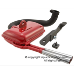 EDLER RACING EXPANSION SCHALLDÄMPFER SIP ROAD 24157000 NIEDRIGER SCHEINWERFER FÜR VESPA 125 150 VM VN VL VB1T ROT MIT DOPPELTEM AUSPUFF