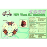 Kit completo 3 Bobine Ceab per Ripristino Revisione Statore Piatto Volano per VESPA 150 VL2T struzzo senza batteria 1955