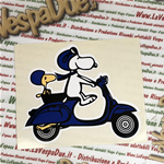 Blauer "SNOOPY ON VESPA"-Aufkleber für VESPA APE LAMBRETTA usw. .................