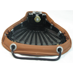 Short front triangular saddle in brown leather with studs for VESPA 125 150 PX SPRINT GL GTR TS VBB VBA VNB VNA