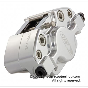 PINZA DE FRENO DELANTERA SIP GRIMECA ANODIZADA PLATEADA CLÁSICA GRIMECA PARA VESPA PX 125 150 200 '98 MY SIP 56401000