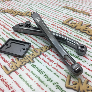 PAR DE PALANCAS GRAND - SPORT ANTRACITA EN ALUMINIO CNC SIP 281032AR PARA VESPA 80 125 150 200 PX CON FRENO DE DISCO DESDE 1998 EN ADELANTE