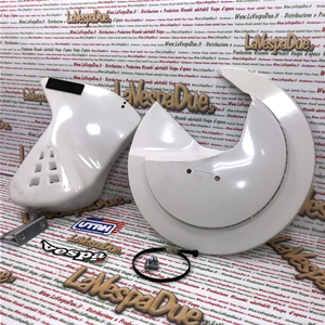 KIT DE CACHE-FOURCHE ET DE CACHE-MOYEU BLANC UTAH WAREHOUSE FOND POUR VESPA 50 125 SPECIAL PK XL PRIMAVERA ET3