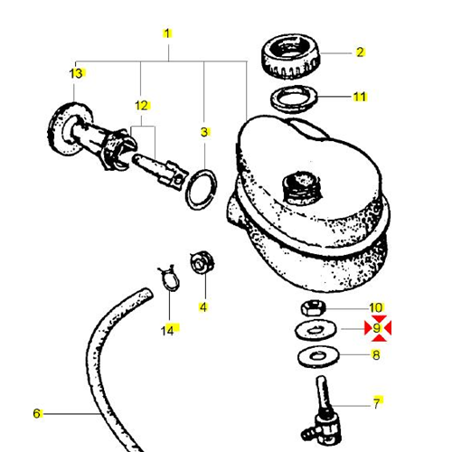 Guarnizione rubinetto olio miscelatore per VESPA COSA T5 PX PE RALLY 125 150 180 200