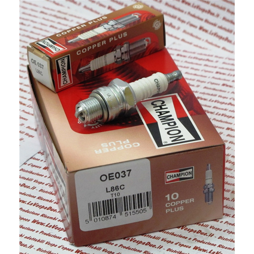 Spark plug CHAMPION L86C OE037 short pitch type for Vespa 50,125,150,200 equivalent B6HS 1