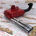 Marmitta espansione eleborata VESPA PX PE RALLY 200 LVD RACING PERFORMANCE ROAD RACE rossa con doppio tubo di scarico cromato 