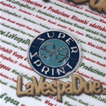 Coppia Adesivi scudetto laterale tondo resinato su base alluminio per bauletto porta oggetti per VESPA 90 SS SUPER SPRINT 