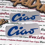 Targhetta Scritta adesiva laterale per piaggio CIAO su foglio di allumino satinato scritta blu adesivo per PIAGGIO 50 CIAO