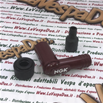Capuchón de fijación para bujía NGK LB05F-R de resina fenólica roja con resistencia para VESPA, APE, LAMBRETTA, CIAO