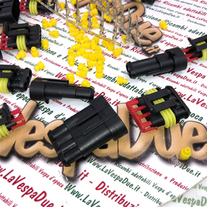 Jeu de 9 connecteurs électriques SUPERSEAL à 2, 3 et 4 broches complets avec connecteurs et caoutchoucs pour VESPA APE LAMBRETTA diverses applications modifications du système électrique