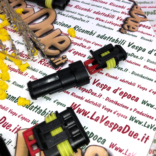 Jeu de 9 connecteurs électriques SUPERSEAL à 2, 3 et 4 broches complets avec connecteurs et caoutchoucs pour VESPA APE LAMBRETTA diverses applications modifications du système électrique