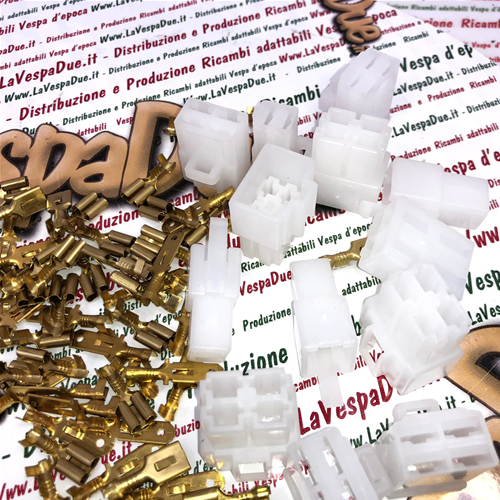 Jeu de 15 supports de connecteurs électriques type 6,3 mm avec 2, 3, 4, 6 et 9 broches complets avec connecteurs et caoutchoucs pour VESPA APE LAMBRETTA diverses applications modifications du système électrique