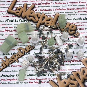 Jeu de 4 supports de connecteurs électriques type 090 à 2, 3, 4 et 6 broches complets avec connecteurs et caoutchoucs pour VESPA APE LAMBRETTA diverses applications modifications du système électrique