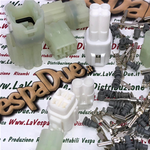 Jeu de 4 supports de connecteurs électriques type 090 à 2, 3, 4 et 6 broches complets avec connecteurs et caoutchoucs pour VESPA APE LAMBRETTA diverses applications modifications du système électrique