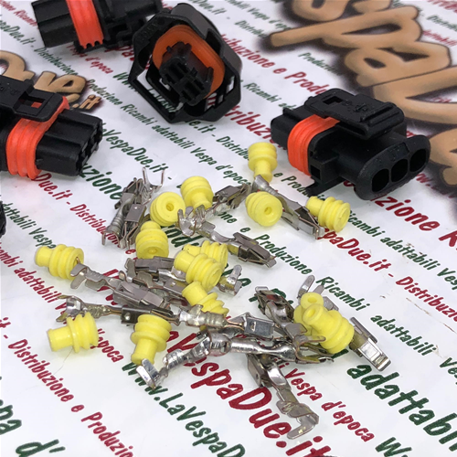 Lot de 3 supports de connecteurs électriques BOSCH complets avec connecteurs et caoutchoucs pour VESPA APE LAMBRETTA diverses applications modifications du système électrique