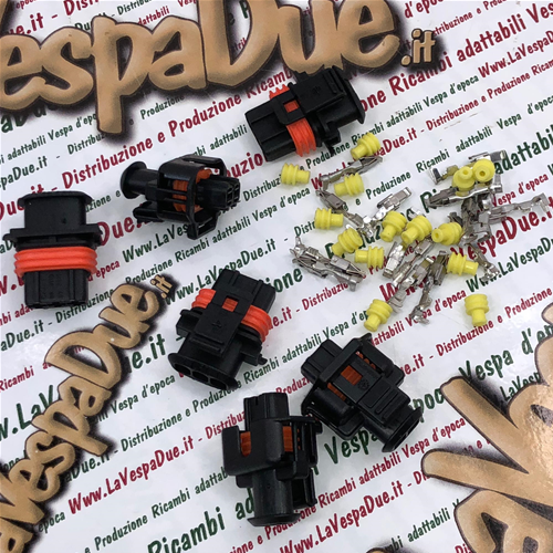 Lot de 3 supports de connecteurs électriques BOSCH complets avec connecteurs et caoutchoucs pour VESPA APE LAMBRETTA diverses applications modifications du système électrique