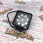 Foco adicional cuadrado universal IP67 10/30 V voltios 27 W con 9 LED 2090 lúmenes color 6000 k con lente de policarbonato para aplicaciones en pantalla y barra antivuelco