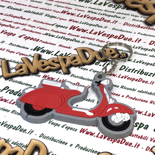 Red VESPA 50 125 150 silicone key ring