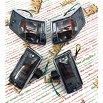 Kit serie di 4 frecce anteriori con 9 led e posteriori cromate con lenti nere fumè complete di lampade e led anteriori per VESPA 80 125 150 200 PX PE ARCOBALENO  - PRODOTTO OMOLOGATO