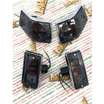 Kit serie di 4 frecce anteriori e posteriori cromate con lenti nere fumè complete di lampade per VESPA 80 125 150 200 PX PE ARCOBALENO  - PRODOTTO OMOLOGATO