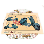 Póster VESPA TECNICA 125 U VU1 1953 coche pequeño tamaño 32 cm X 48 cm efecto vintage